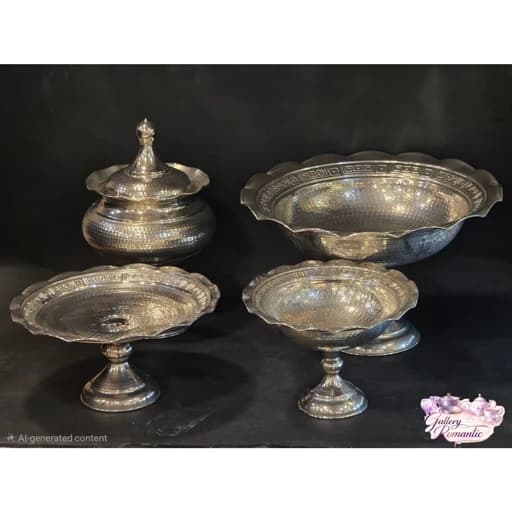 ست پذیرایی مس زنجان کروم شده ورساچ 5 پارچه(پس کرایه) — تصویر ۲