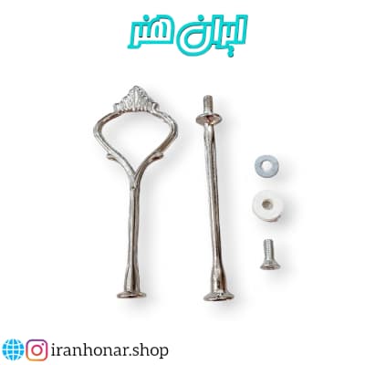 هولدر شیرینی خوری دو طبقه مدل تاجی نقره ای