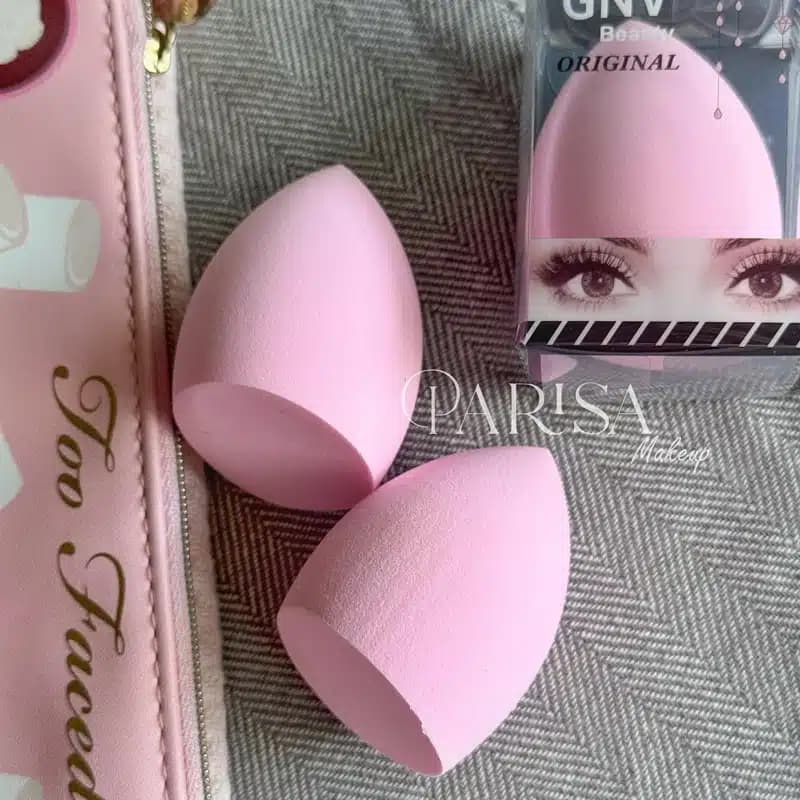 اسفنج آرایشی کات دار GNV Beauty رنگ صورتی کمرنگ — تصویر ۲