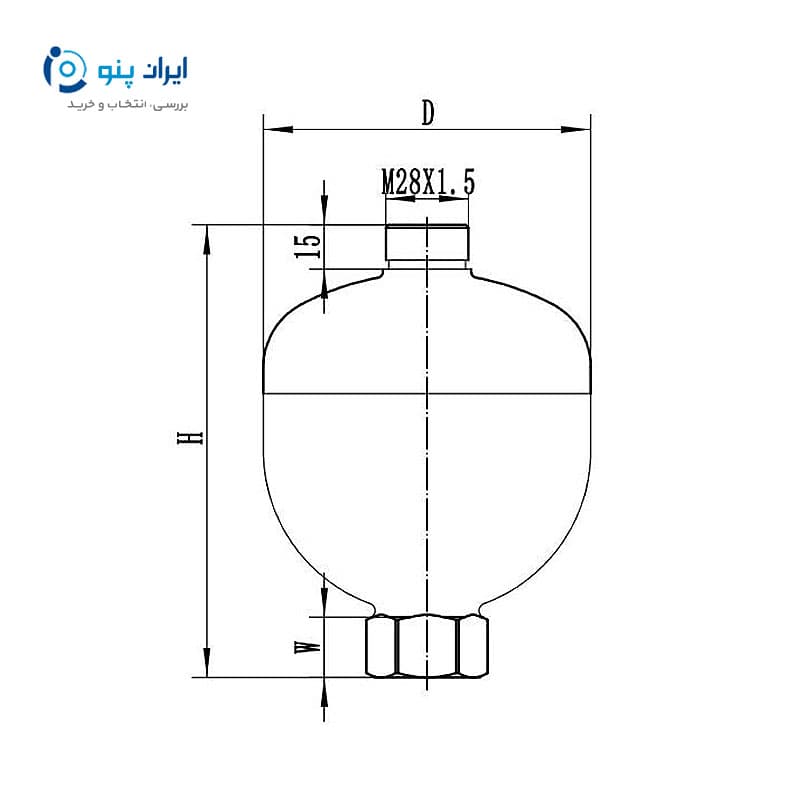 آکومولاتور دیافراگمی ظرفیت 0.5 لیتر فشار 330 بار میل هرتز Milehertz — تصویر ۳