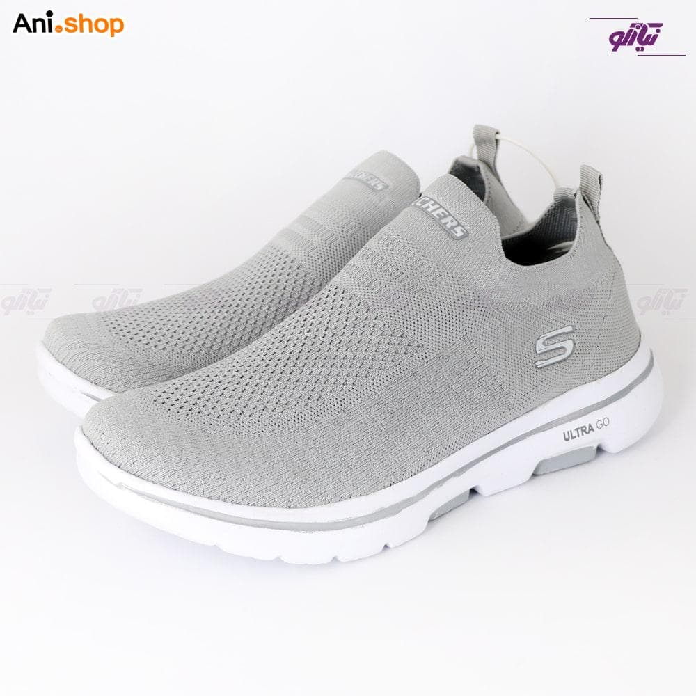 کفش اسکیچرز مدل Knit طبی رنگ طوسی روشن سایز 39 — تصویر ۴