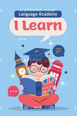 کارت ویزیت آموزشگاه زبان قابل ویرایش با فتوشاپ — تصویر ۲