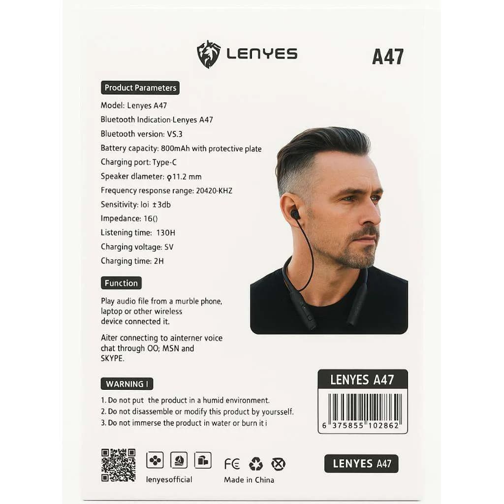 هندزفری بلوتوثی گردنی مگنتیک LENYES مدل A47 — تصویر ۳