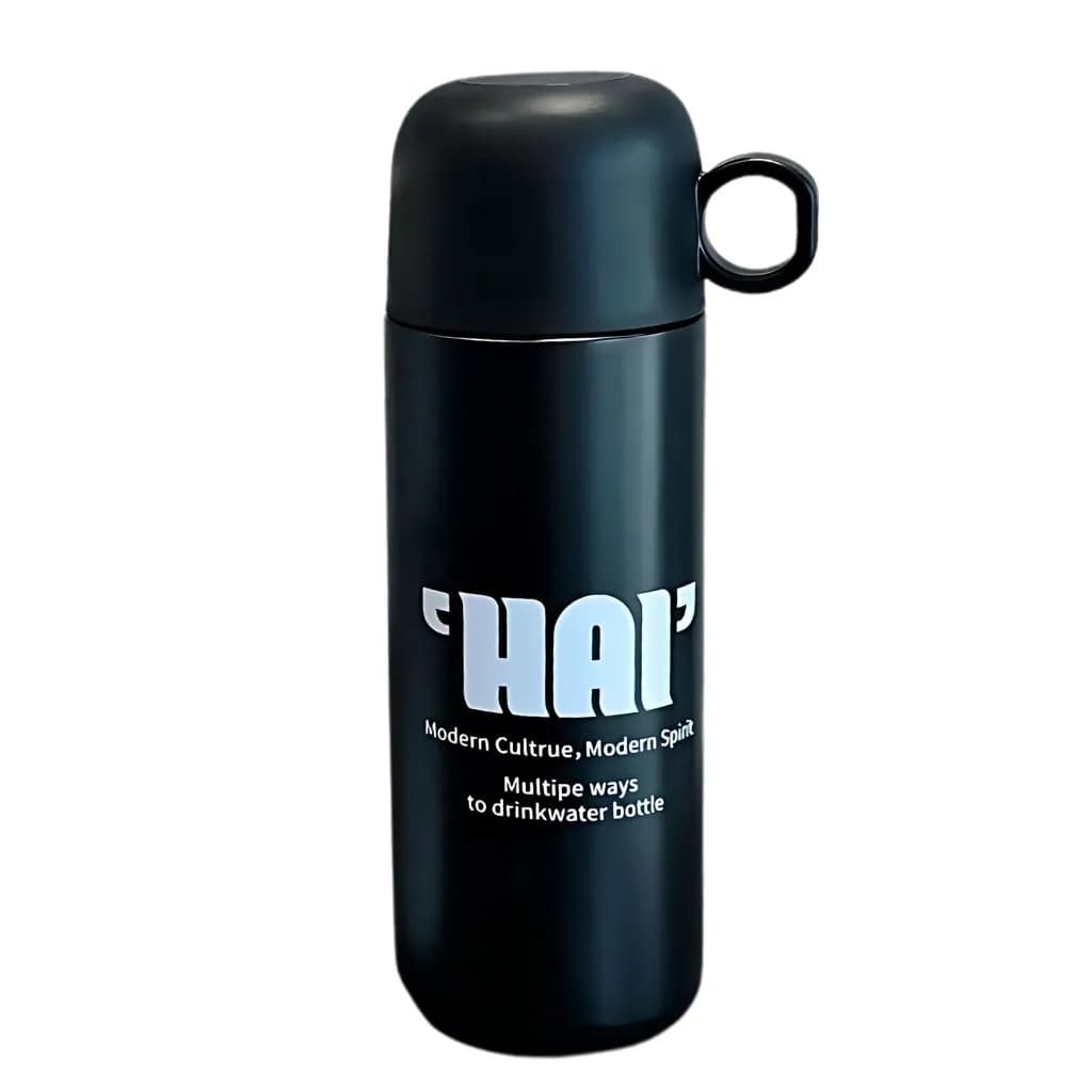 فلاسک کاپ دار برند HSCUP طرح HAI گنجایش 500ML کد BW-1358 — تصویر ۴