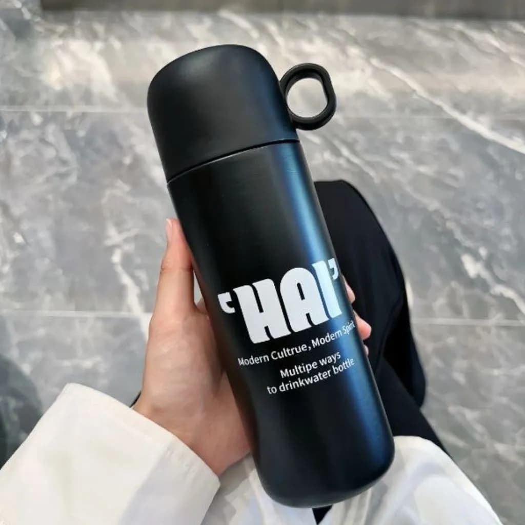 فلاسک کاپ دار برند HSCUP طرح HAI گنجایش 500ML کد BW-1358 — تصویر ۶