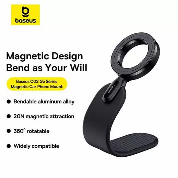 هولدر و شارژر بی سیم مگنتی خودرو بیسوس C02 Go Series مدل C40165500111 — تصویر ۳