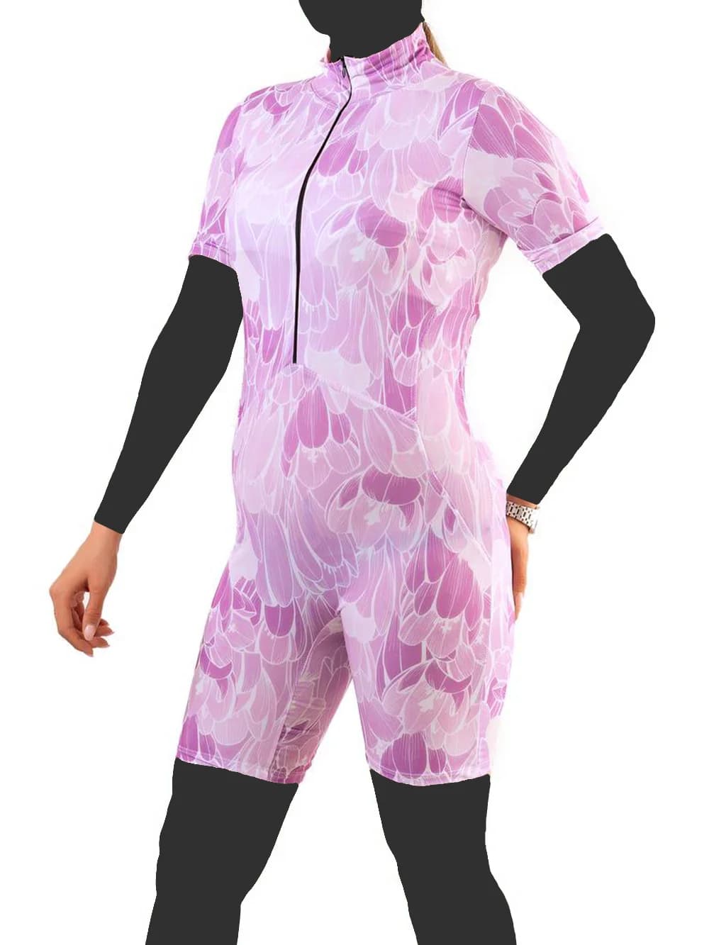 مایو پوشیده زنانه فانتزی کاپدار برای استخر نیمه اسلامی پادار و آستین دار اسپیدو ( Speedo ) — تصویر ۳