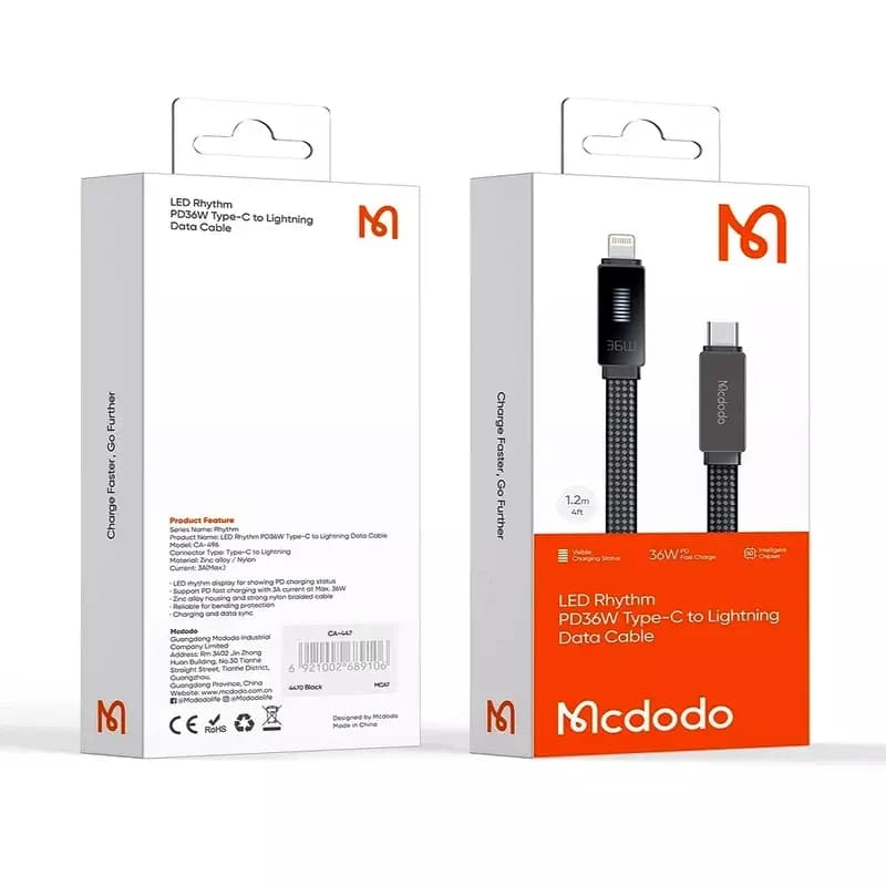 کابل تبدیل USB-C به لایتنینگ مک دودو مدل CA-496 طول 1.2 متر — تصویر ۷