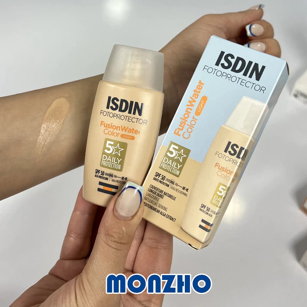 ضد آفتاب رنگی فیوژن واتر ایزدین SPF+50 رنگ لایت مناسب پوست چرب 50 میل — تصویر ۲