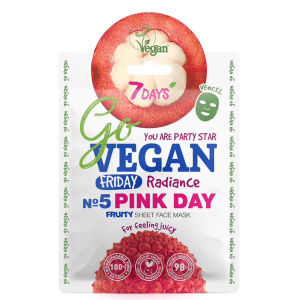 ماسک ورقی سون دی روشن‌کننده و شاداب‌کننده پوست 7days go vegan friday pink day face mask