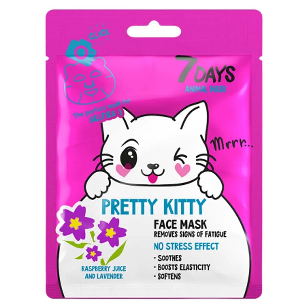 ماسک ورقی سون دی ضد استرس و نرم‌کننده پوست 7days pretty kitty face mask — تصویر ۲