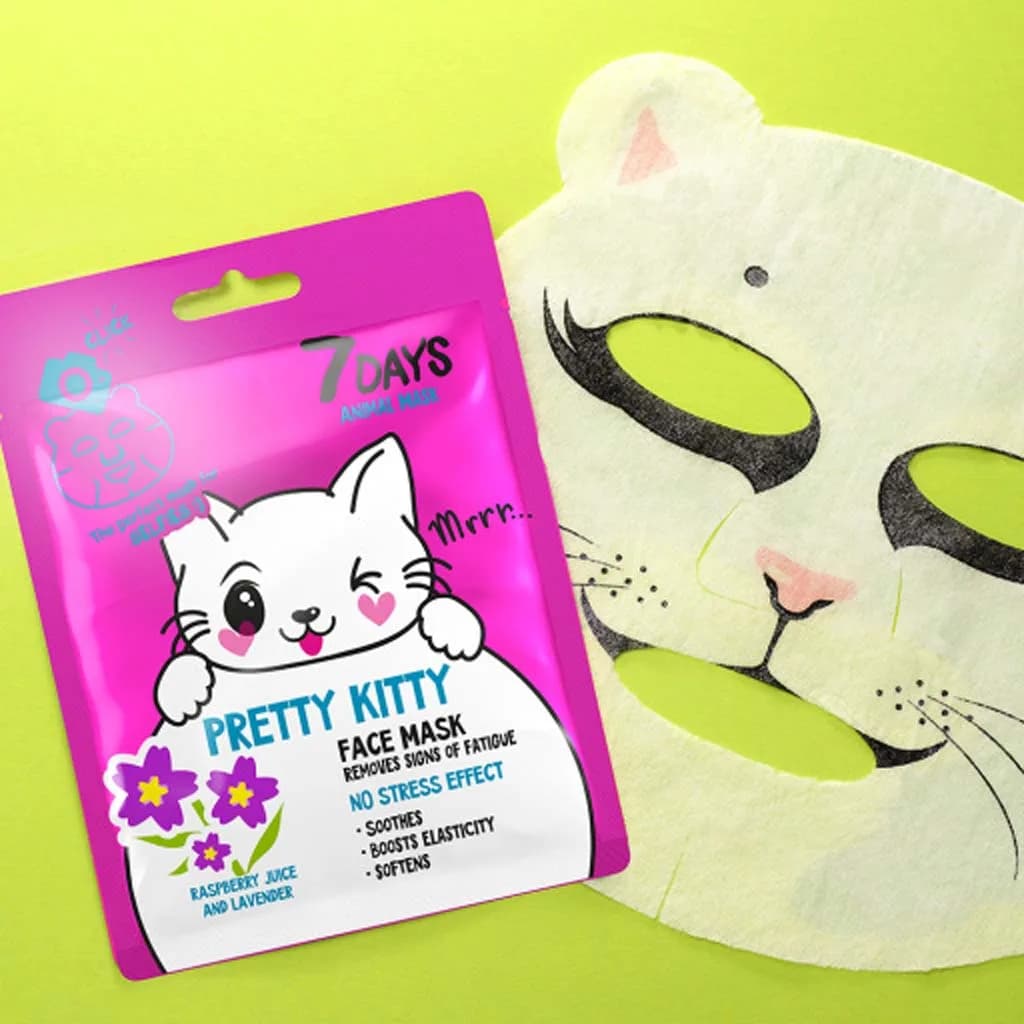 ماسک ورقی سون دی ضد استرس و نرم‌کننده پوست 7days pretty kitty face mask — تصویر ۴