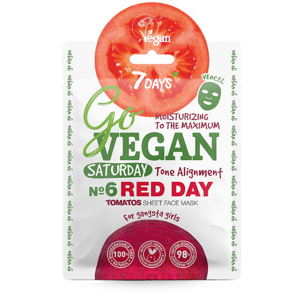 ماسک ورقی سون دی گوجه فرنگی وگان تنظیم‌کننده تناژ پوست 7days go vegan red day tomatoes sheet face mask