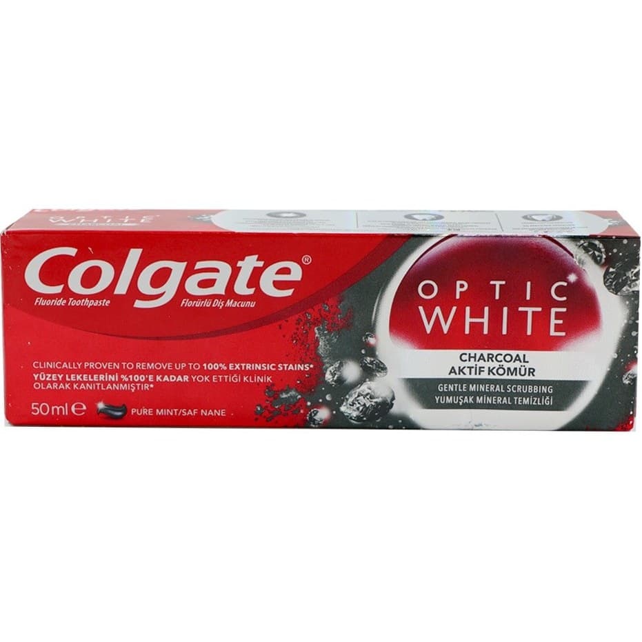 خمیر دندان سفید کننده زغالی کلگیت مدل OPTIC WHITE حجم 50 میل