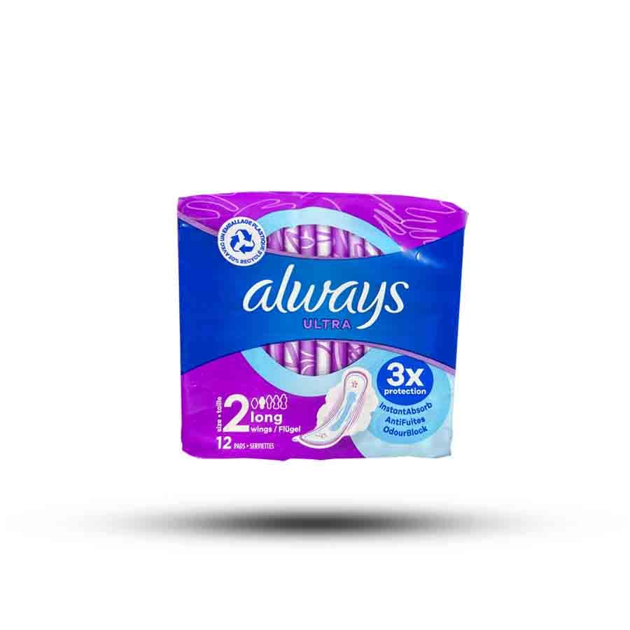 نوار بهداشتی اولترا لانگ آلویز Ultra سایز 2 بسته 12 عددی