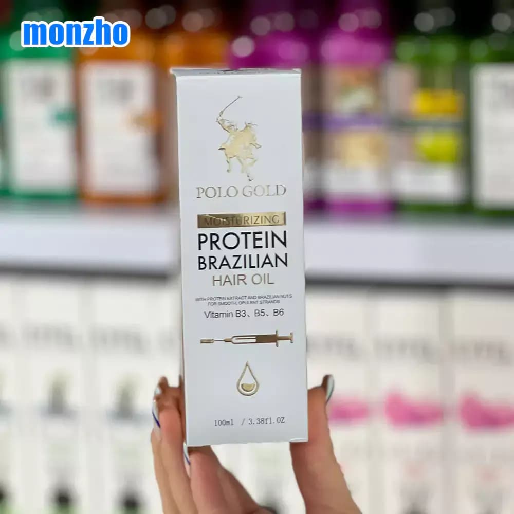 روغن آرگان پروتئین برزیلی پولو گلد POLO GOLD بدون سولفات حجم 100 میل — تصویر ۳
