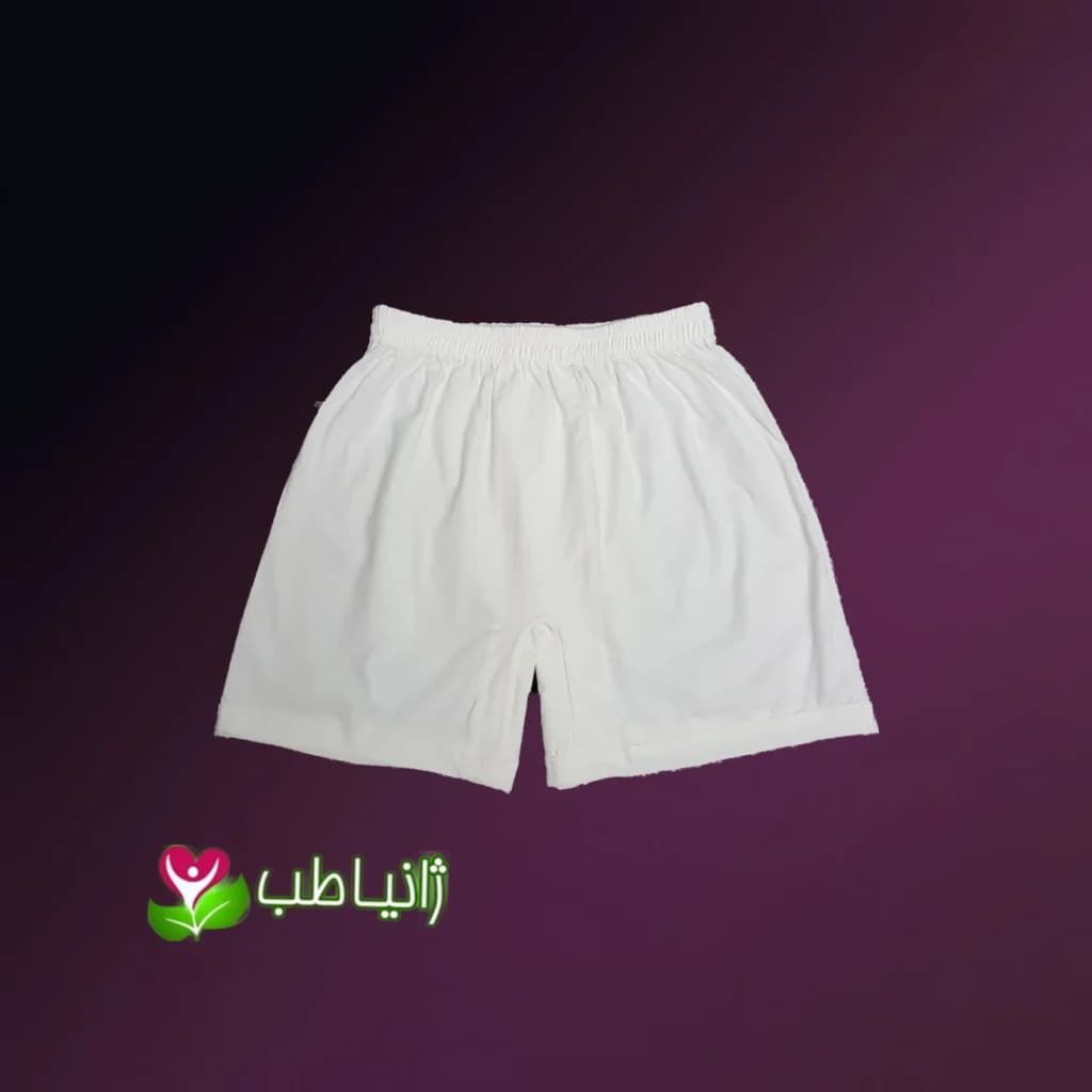 شورت پادار مردانه سایز M ژانیاطب جنس نخ پنبه طبیعی رنگ کرم روشن — تصویر ۴