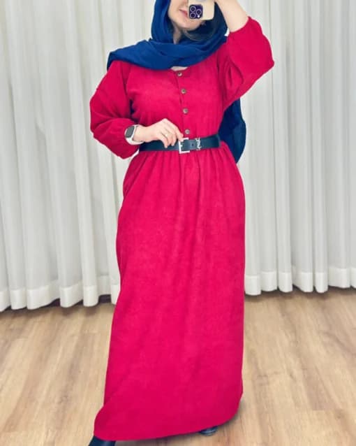 مانتو زنانه مخمل کبریتی 400873 A