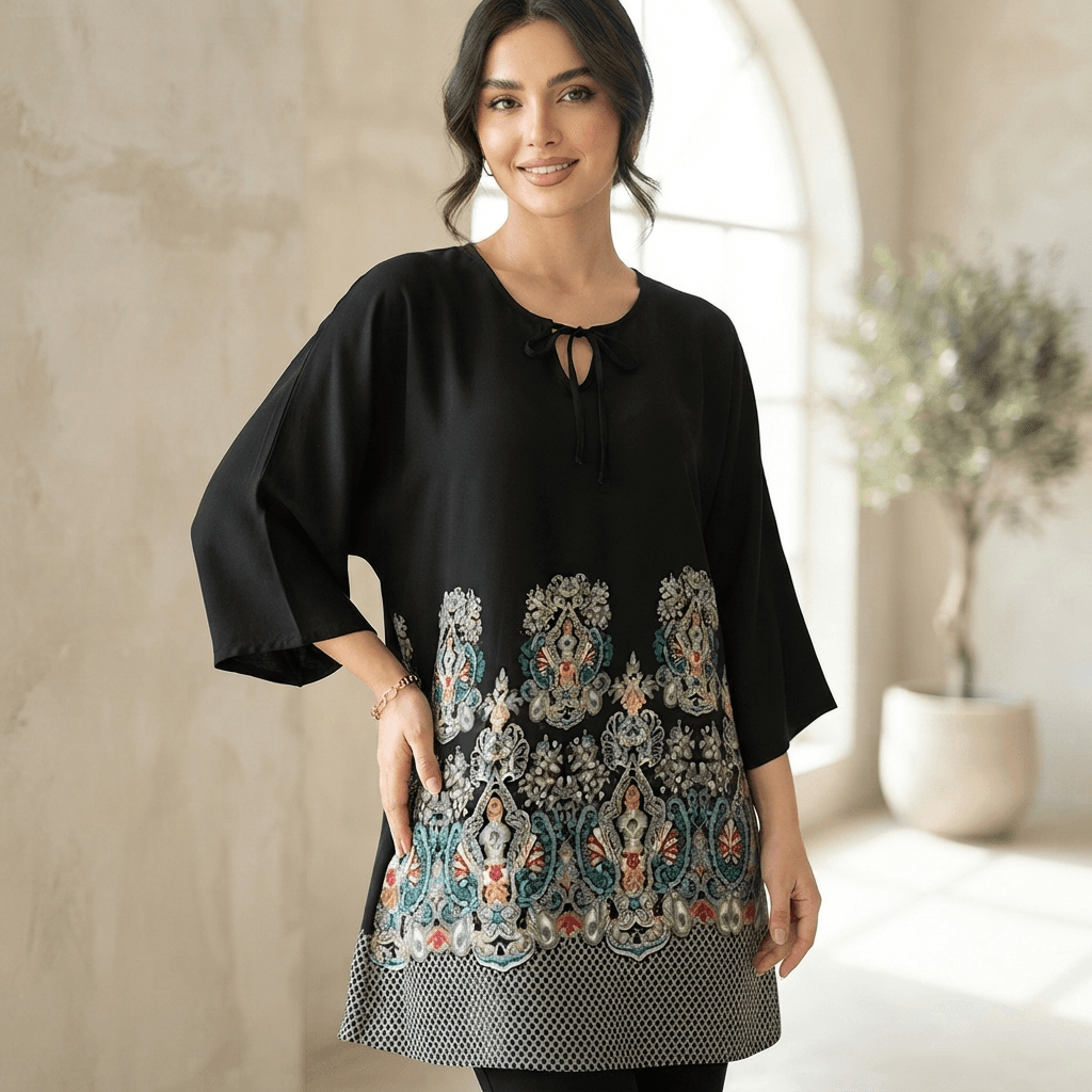 تونیک بدون آبرفت قواره دار مشکی 408268A