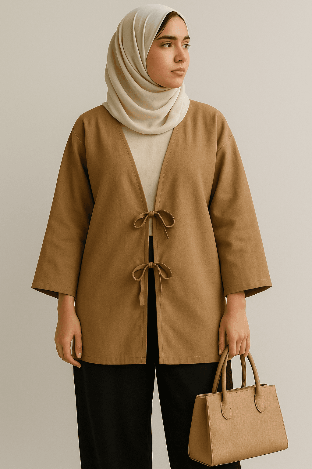 مانتو قواره دار لنین گره ای A404536 — تصویر ۵