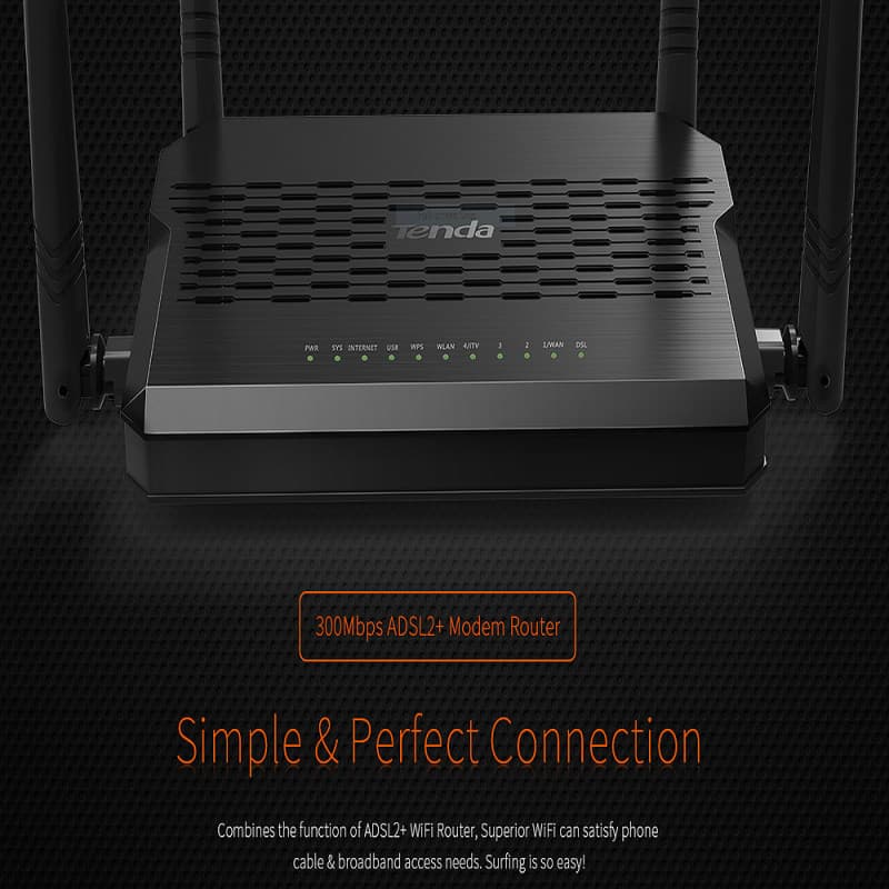 Tenda D305 Broadband CPE N300 ADSL2+ Modem Router — تصویر ۳