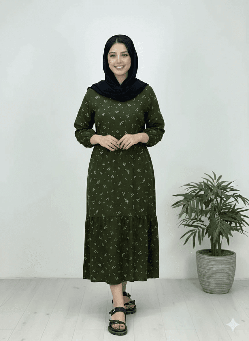 ساحلی زنانه گلریز رنگ سبز A40365