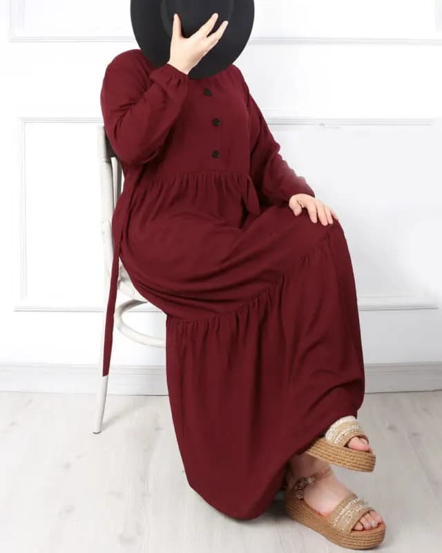 پیراهن زنانه بلند راحتی زرشکی A406943