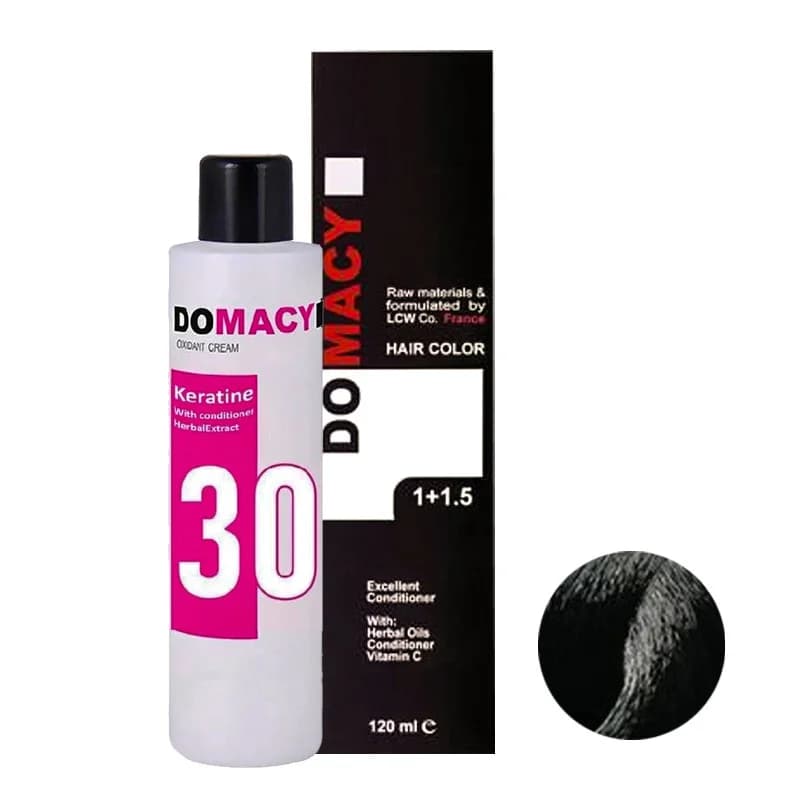 رنگ مو دوماسی شماره 3.1 حجم 120 میلی لیتر رنگ قهوه ای دودی تیره به همراه اکسیدان مدل 02 نه درصدی حجم 180 میلی لیتر — تصویر ۲