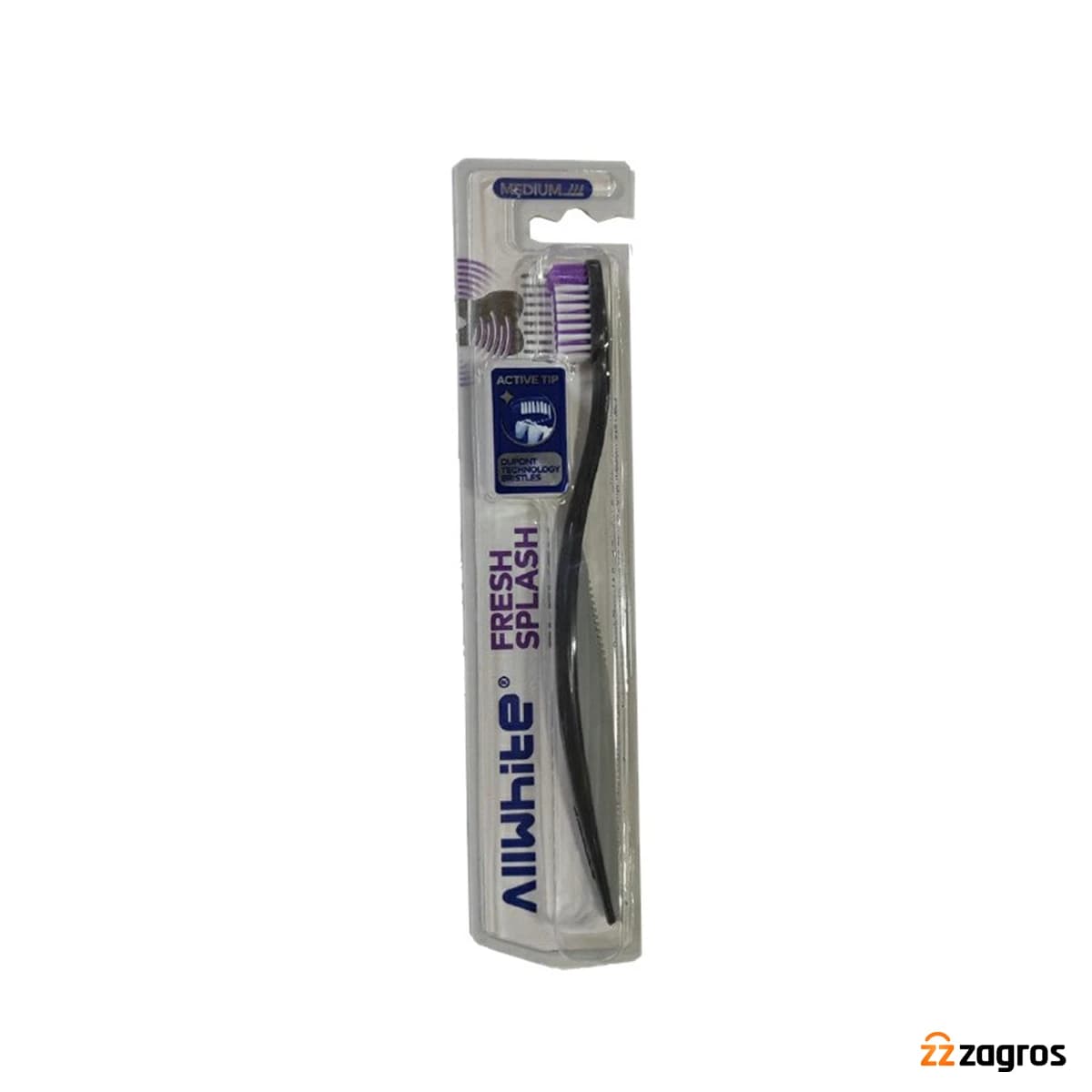 مسواک مدیوم All White مدل Fresh Splash درجه سختی متوسط بسته 1 عددی — تصویر ۲