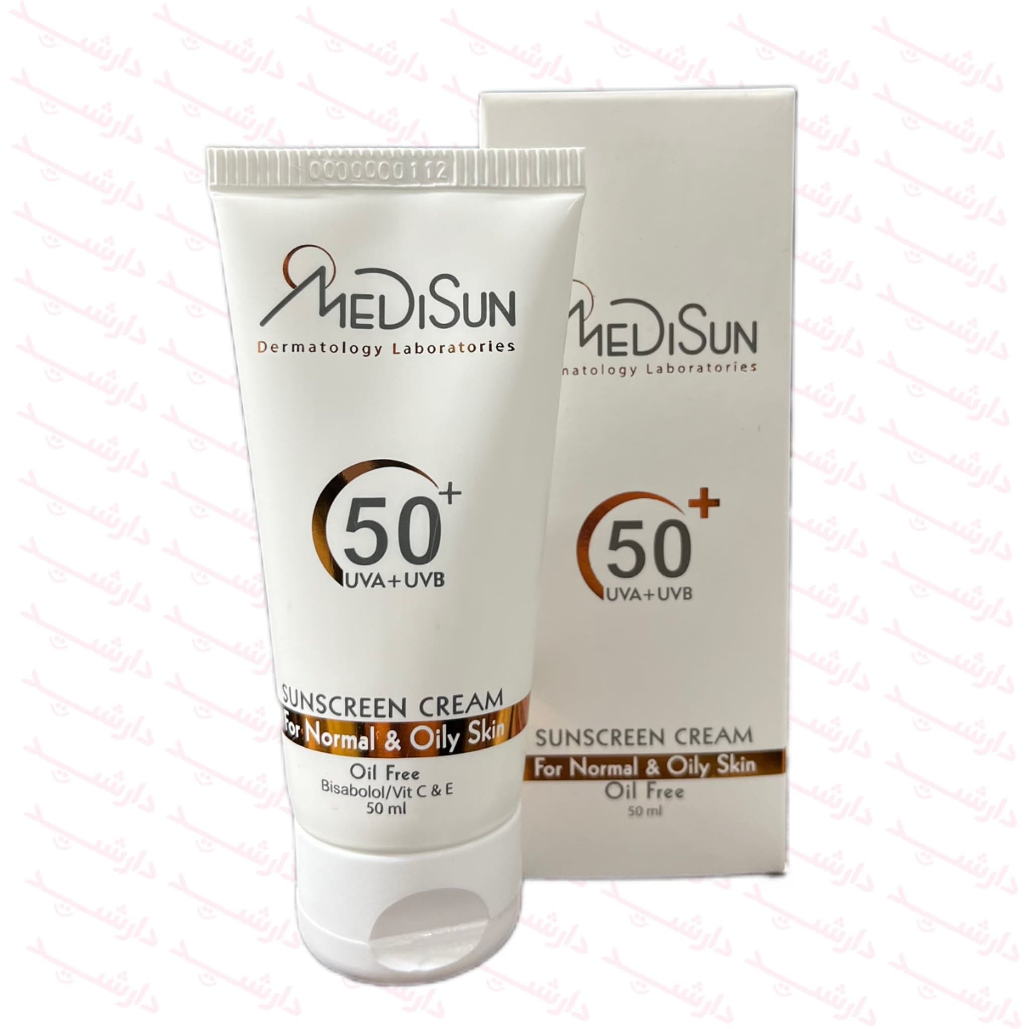 کرم ضد آفتاب بی‌رنگ +SPF50 مدیسان مناسب پوست های معمولی و چرب 50 میلی لیتر