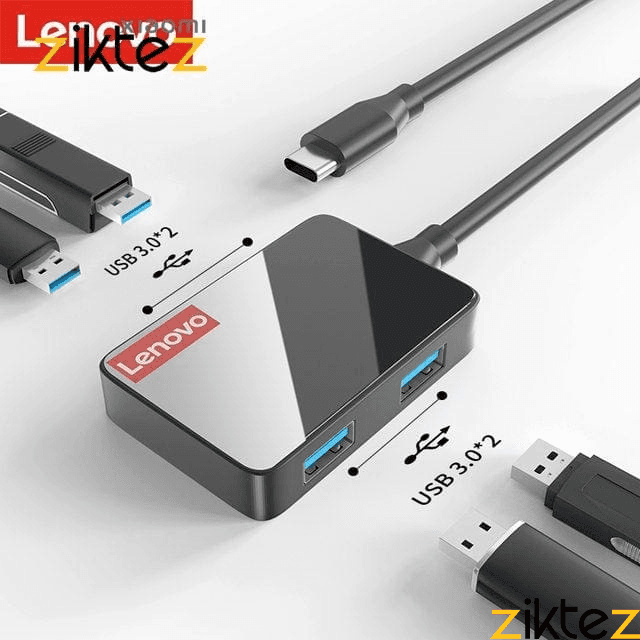 هاب 4 پورت لنوو Lenovo LP0803 4 in 1 USB HUB Adapter 3USB3.0 1RJ45 new(اورجینال اصلی ارسال فوری) — تصویر ۴