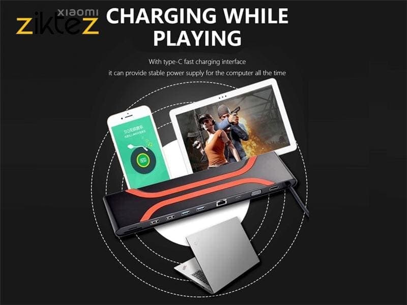 هاب تایپ‌سی 10 پورت لنوو Lenovo 10 In 1 Type-C Adapter Docking Station LX1901 — تصویر ۷