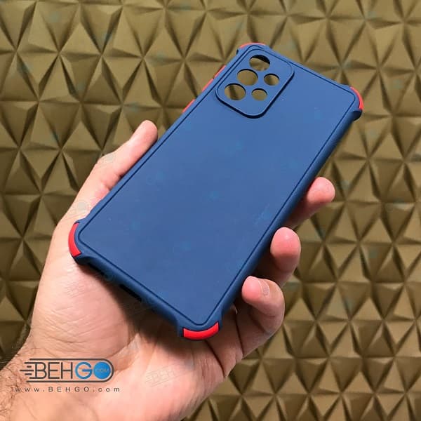 قاب سامسونگ A53 کاور مدل ژله ای دکمه رنگی محکم ضد ضربه با محافظ لنز دوربین گوشی Samsung A53 — تصویر ۳