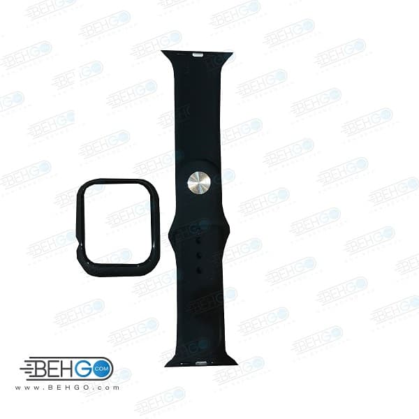 بند سیلیکونی اپل واچ Apple Watch به همراه قاب گلس 42/44/45mm — تصویر ۲