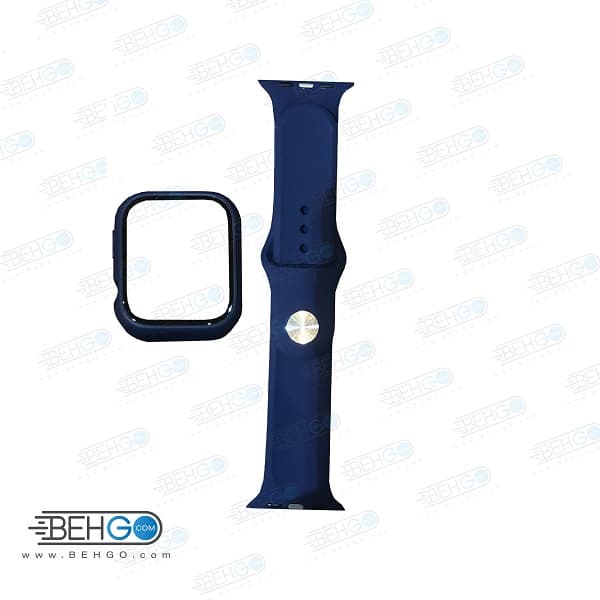 بند سیلیکونی اپل واچ Apple Watch به همراه قاب گلس 42/44/45mm — تصویر ۳