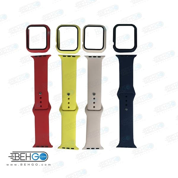 بند سیلیکونی اپل واچ Apple Watch به همراه قاب گلس 42/44/45mm
