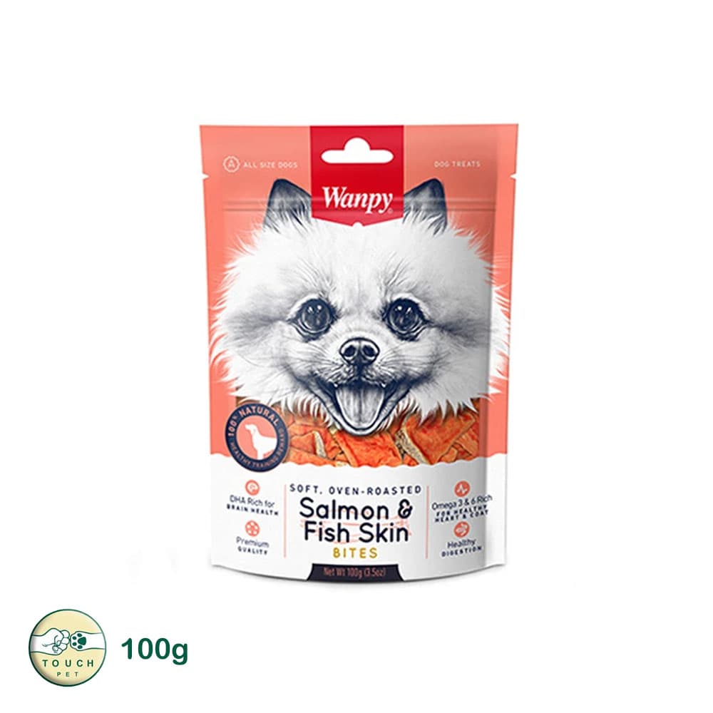 تشویقی سگ ونپی مدل Salmon Fish Skin Bites وزن 100 گرم