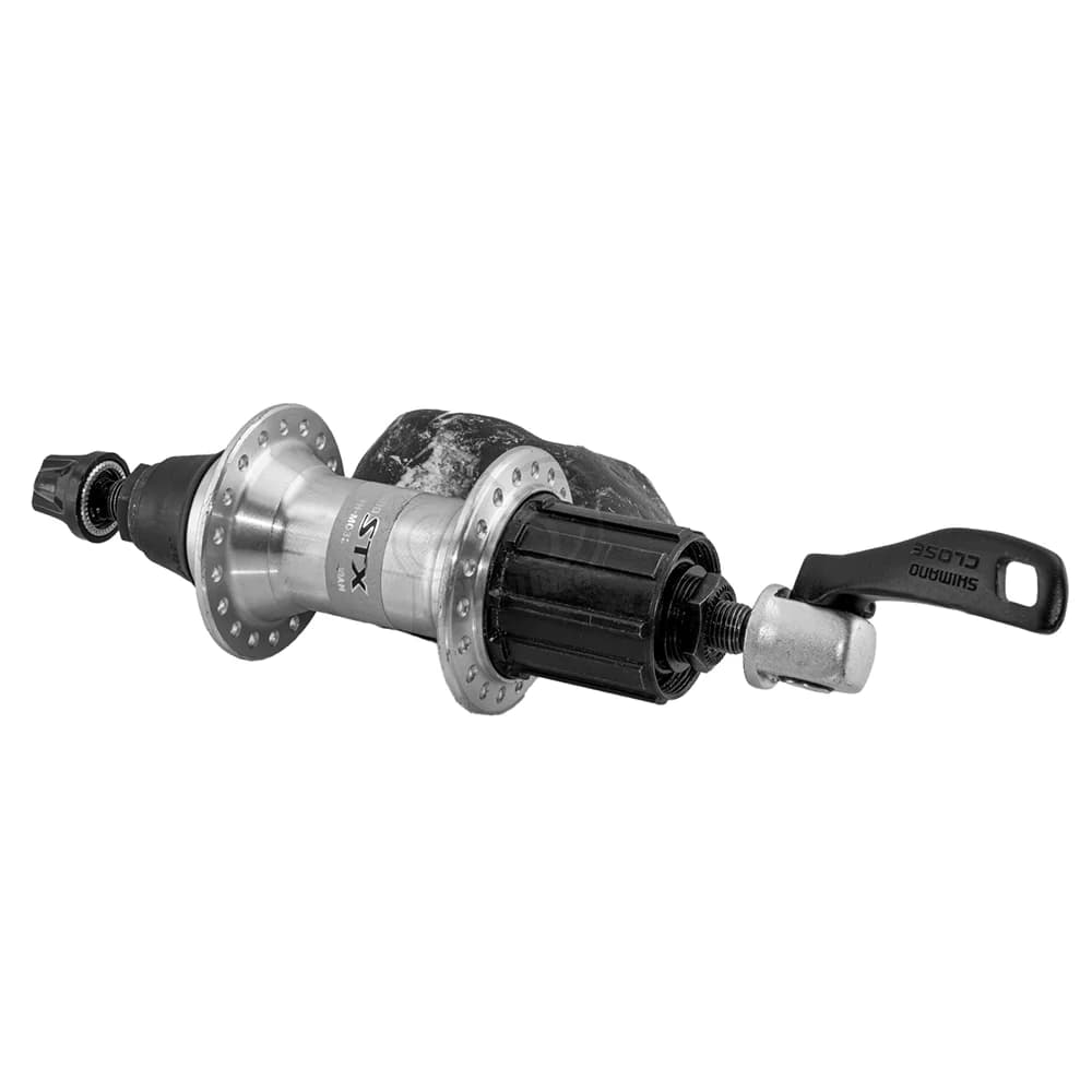 توپی عقب دوچرخه شیمانو بهمراه ضامن سری اس تی اکس پارالاکس مدل ام سی 32 ساخت ژاپن Shimano Bicycle Rear Hub Parallax MC32 Japan