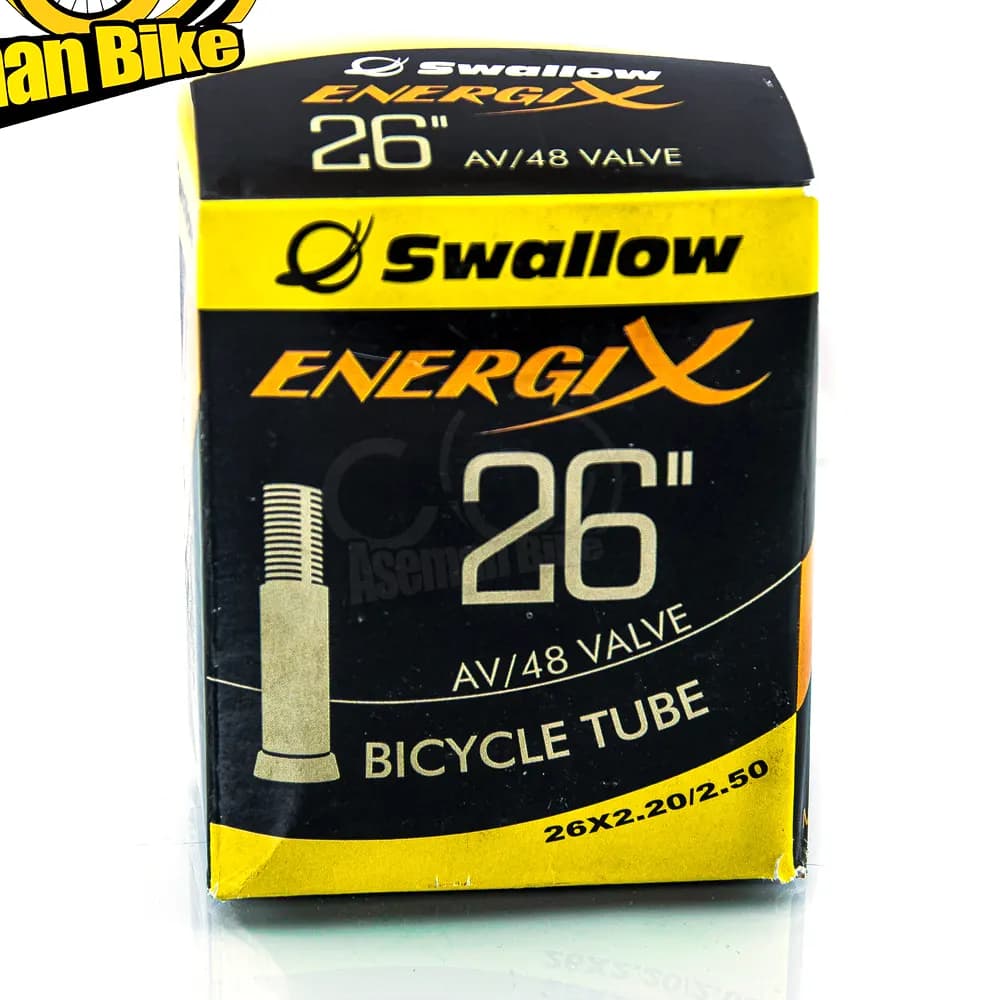 خرید تیوپ 26 دوچرخه ENERGI X Swallow 26×2.20-2.50 برند انرژی ایکس سوالو سایز 26×2.20-2.50 والف موتوری ساخت اندونزی / طول والف 48 میلیمتر