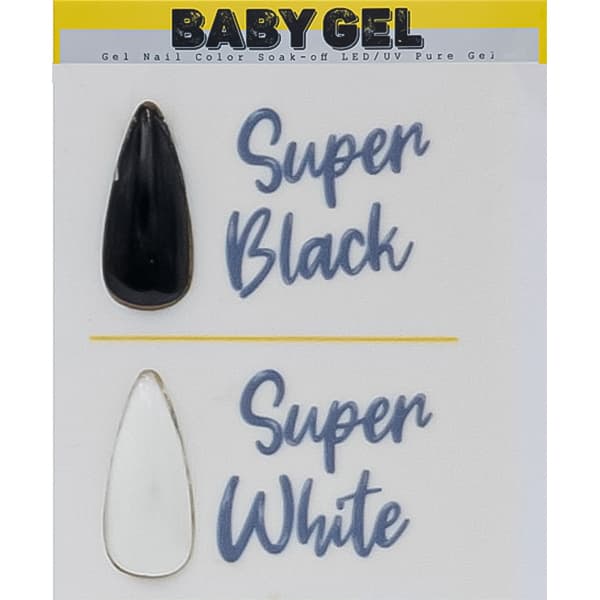 لاک ژل سفید/مشکی بیبی ژل | Super Black / Super White BABY GEL | حجم ۱۴ میل