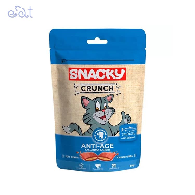 تشویقی گربه اسنکی مدل ضدپیری با طعم ماهی سالمون Snacky Anti-Age Cat Treats Salmon وزن 60 گرم