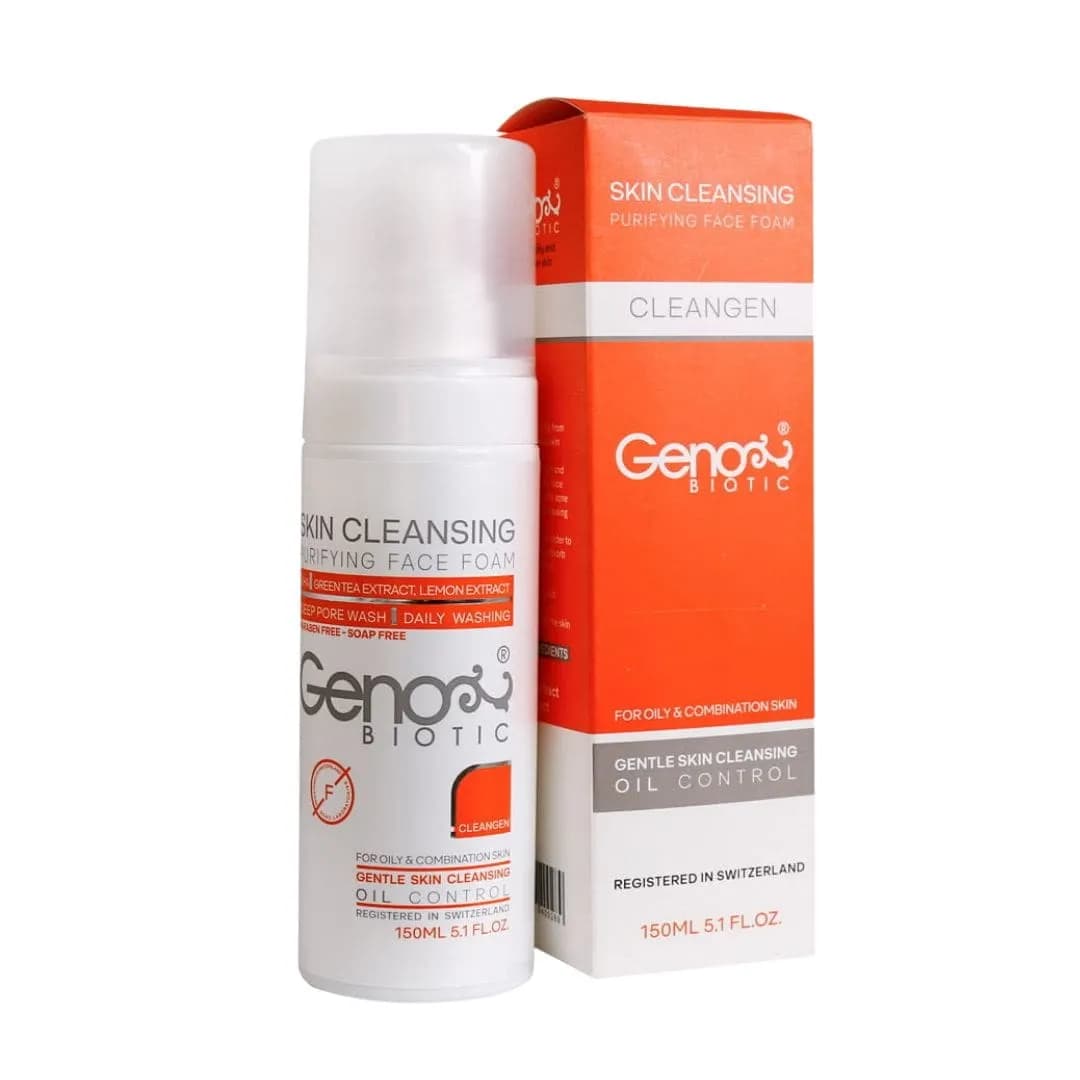 فوم شستشوی صورت پوست های چرب و مختلط کلین ژن ژئوبایوتیک -Geno Biotic Cleangen Skin Cleansing Purifying Face Foam — تصویر ۲