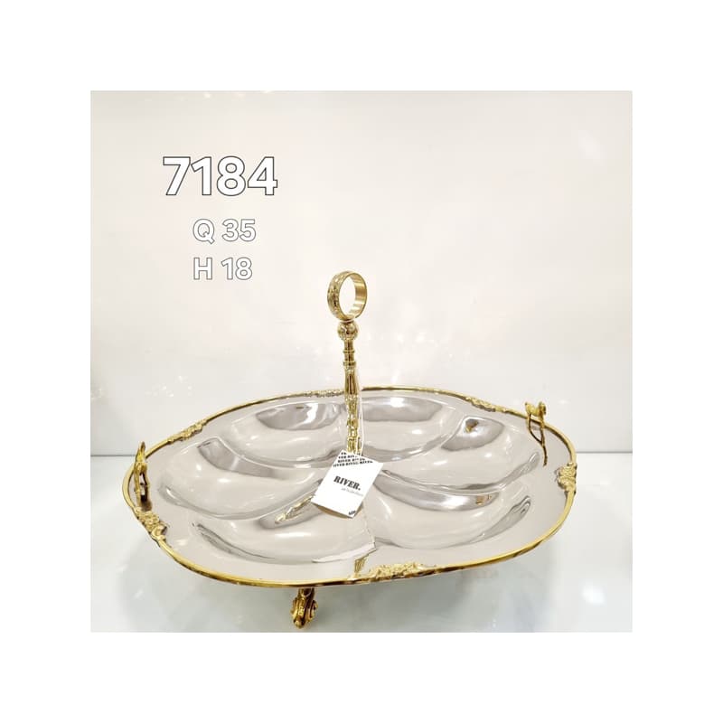 شیرینی خوری دسته دار استیل برنج اسب 7237 — تصویر ۳