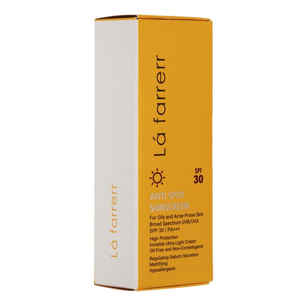 کرم ضد آفتاب و ضد لک بی رنگ لافارر مناسب پوست چرب و مستعد آکنه SPF30 حجم 40 میل — تصویر ۲