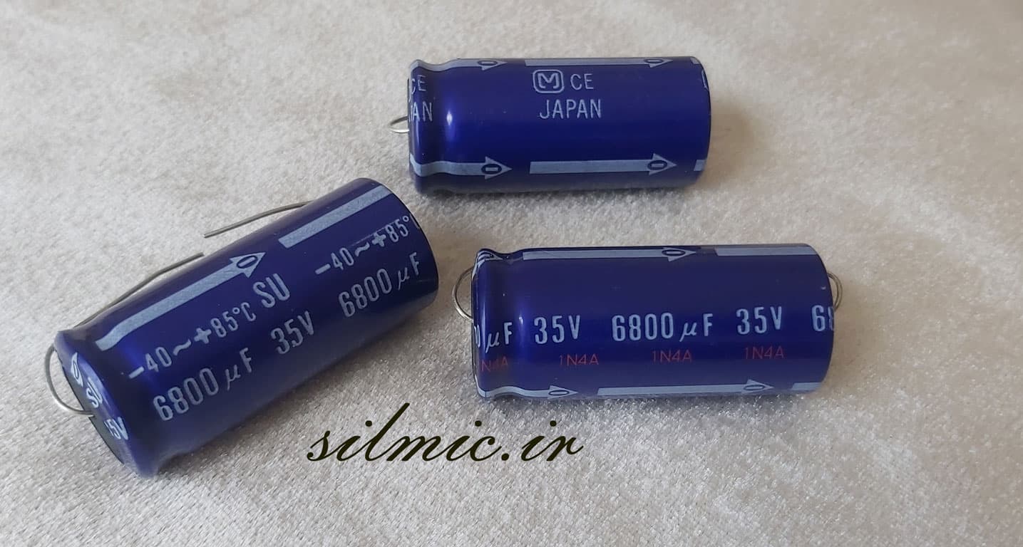 خازن اکسیال 6800 میکرو فاراد 35 ولت PANASONIC ساخت ژاپن سری SU — تصویر ۲