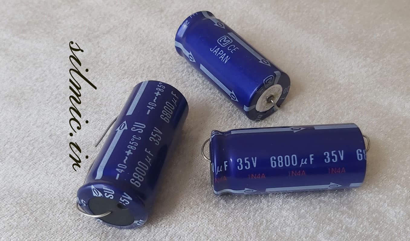 خازن اکسیال 6800 میکرو فاراد 35 ولت PANASONIC ساخت ژاپن سری SU