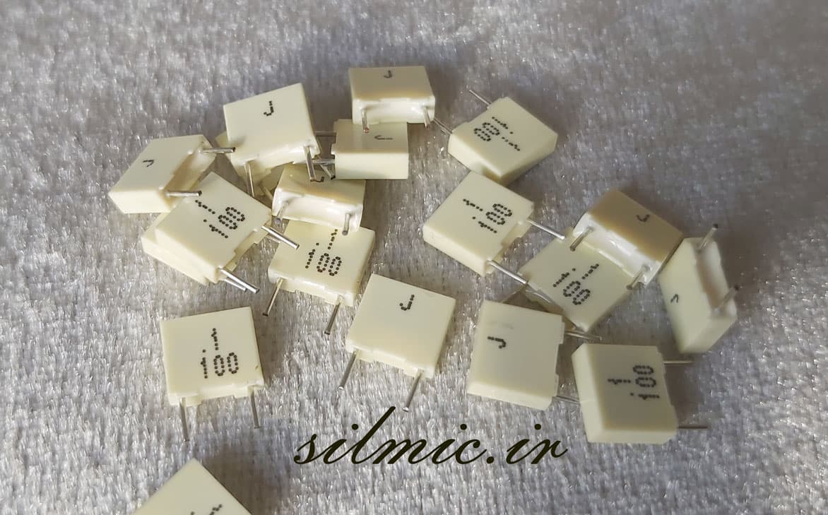 خازن 100 نانو فاراد 100 ولت KEMET ایتالیا از نوع MKT مناسب کوپلاژ بای پس … — تصویر ۲
