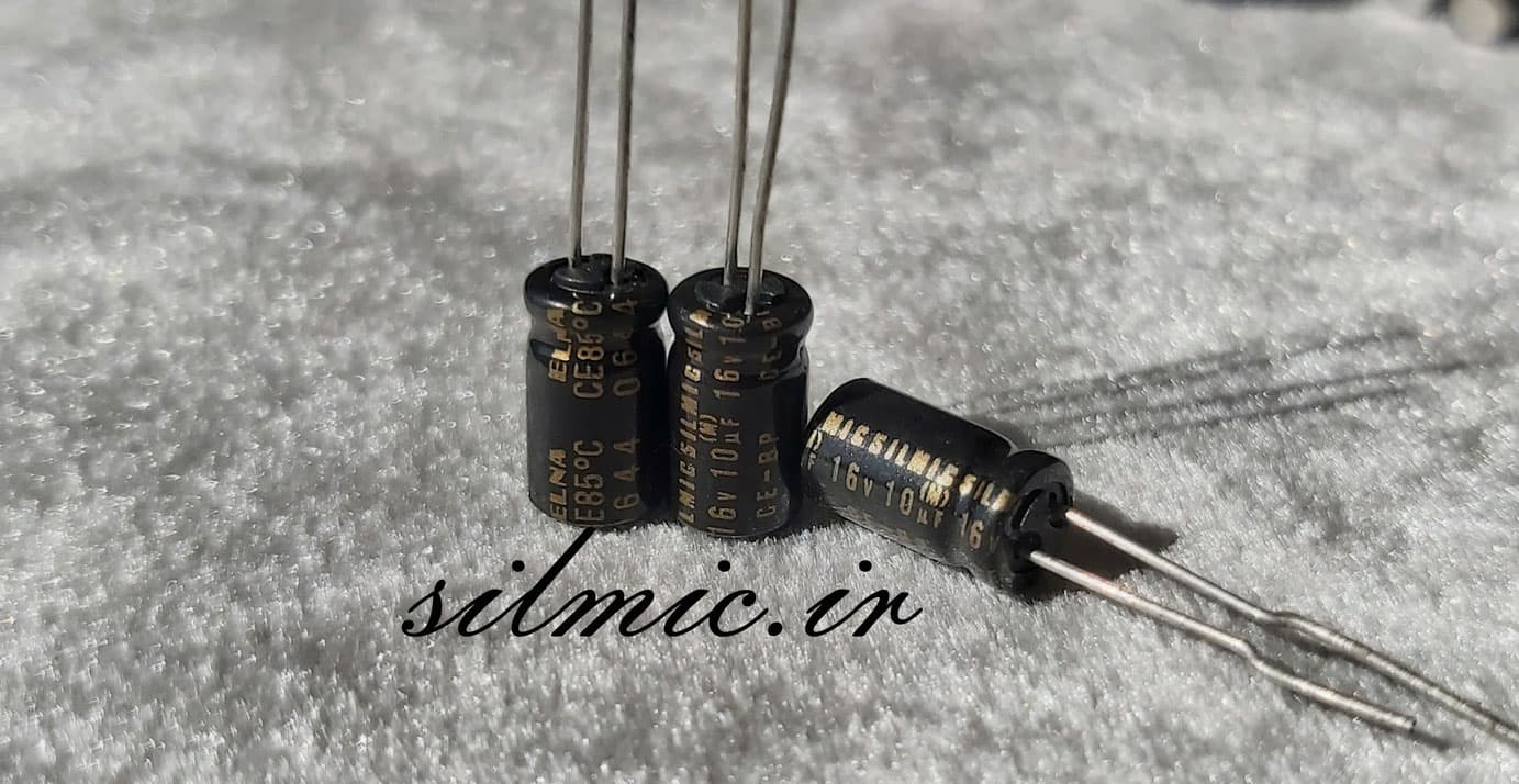 خازن بی پلار های گرید صوتی 10 میکرو فاراد 16 ولت النا ژاپن سری RBS SILMIC