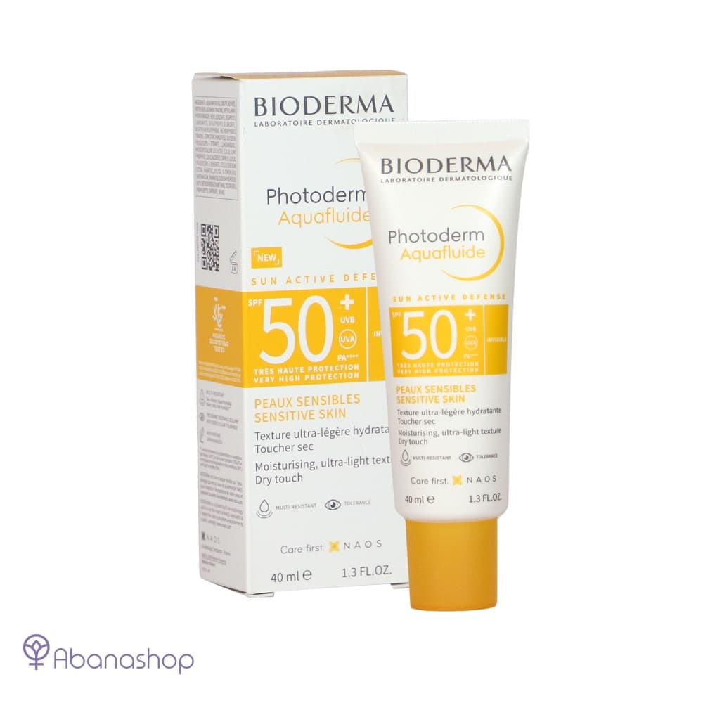 کرم ضد آفتاب پوست حساس فتودرم آکوا فلوید رنگی spf 50 بایودرما | Bioderma sun active defense sensitive skin