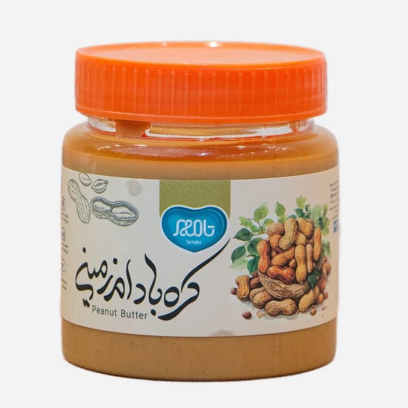 کره بادام زمینی ایرانی تامهر- 400 گرم (رژیمی،بدون شکر و قند)